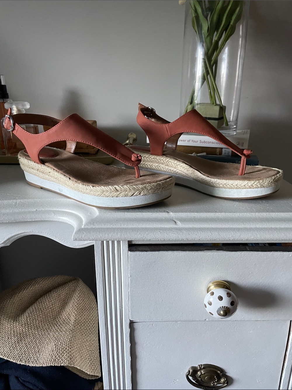 Style & Co dark orange Thong Platform Sandals 8